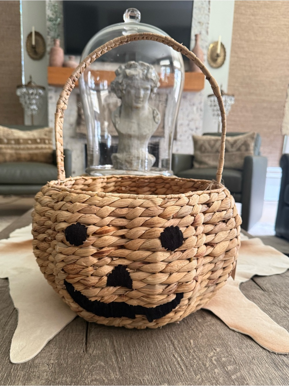 Brand NWT Woven Pumpkin Halloween Basket Large